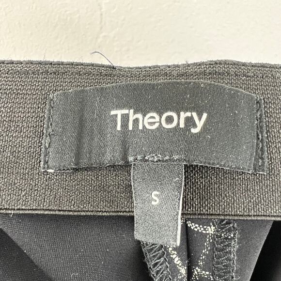 THEORY Black Windowpane Plaid Pull-On Flat Front Skinny-Leg Pants Legging S - Picture 5 of 5